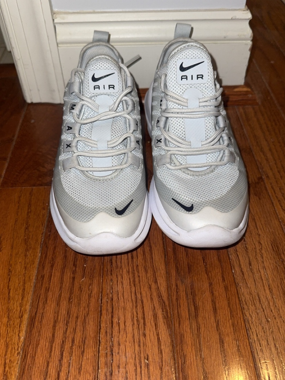 Nike Air Max Light Gray and White Sneakers with Black Swoosh